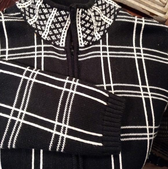 Vintage Talbots Petites Windowpane Check Cotton Zip-Front Cardigan - Picture 5 of 5